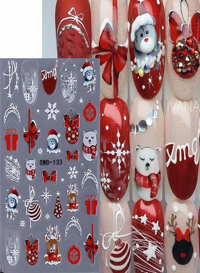 SWEET TREND 5 Sheets Christmas Nail Stickers: Cute Santa Claus Snowman Reindeer Gingerbread Man Xmas Lights Snowflakes Design - Self Adhesive Winter Nail Decals – Holiday Nail Art Supplies for DIY Manicure Gift - Image 5